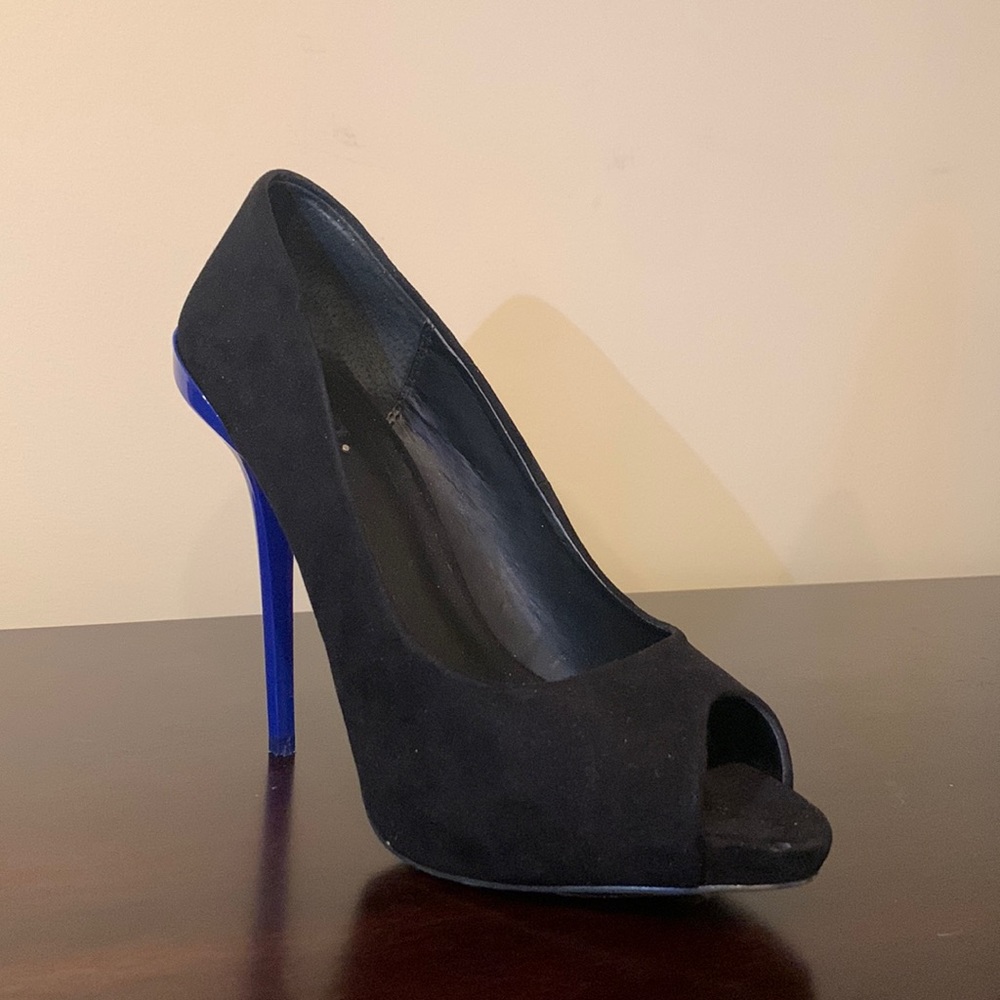 Black with blue heel 5inch Aldo peep toe